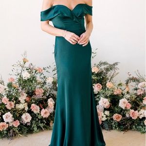 Revelry’s Bardot dress in Rose Quartz